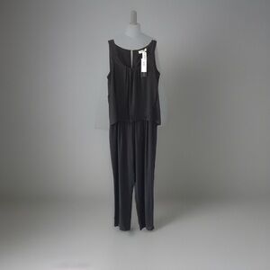 NEW Paz Torras Women black crepe jumpsuit Size 44 = L Large Sleeveless